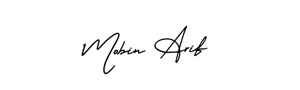 This is the best signature style for the Mobin Arif name. Also you like these signature font (AmerikaSignatureDemo-Regular). Mix name signature. Mobin Arif signature style 3 images and pictures png