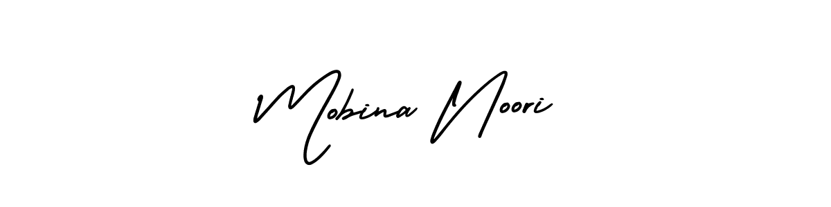 This is the best signature style for the Mobina Noori name. Also you like these signature font (AmerikaSignatureDemo-Regular). Mix name signature. Mobina Noori signature style 3 images and pictures png