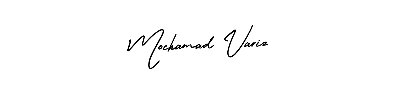 The best way (AmerikaSignatureDemo-Regular) to make a short signature is to pick only two or three words in your name. The name Mochamad Variz include a total of six letters. For converting this name. Mochamad Variz signature style 3 images and pictures png