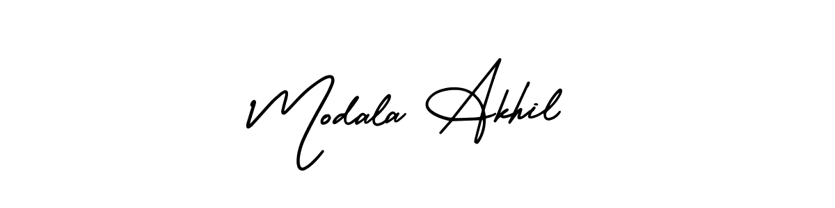 Also You can easily find your signature by using the search form. We will create Modala Akhil name handwritten signature images for you free of cost using AmerikaSignatureDemo-Regular sign style. Modala Akhil signature style 3 images and pictures png