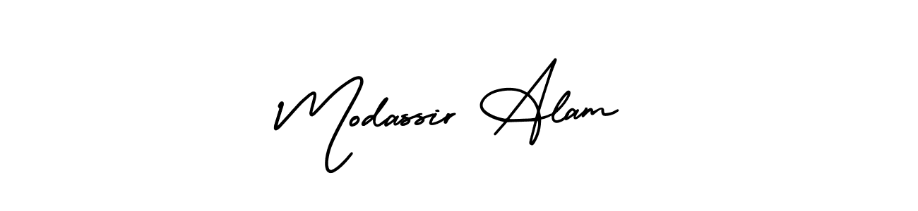 Use a signature maker to create a handwritten signature online. With this signature software, you can design (AmerikaSignatureDemo-Regular) your own signature for name Modassir Alam. Modassir Alam signature style 3 images and pictures png