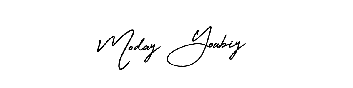 Use a signature maker to create a handwritten signature online. With this signature software, you can design (AmerikaSignatureDemo-Regular) your own signature for name Moday Yoabiy. Moday Yoabiy signature style 3 images and pictures png