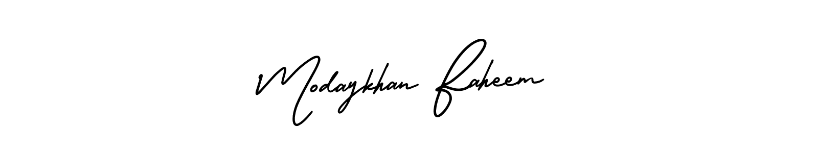 How to make Modaykhan Faheem name signature. Use AmerikaSignatureDemo-Regular style for creating short signs online. This is the latest handwritten sign. Modaykhan Faheem signature style 3 images and pictures png