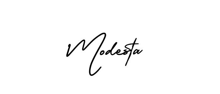 It looks lik you need a new signature style for name Modesta. Design unique handwritten (AmerikaSignatureDemo-Regular) signature with our free signature maker in just a few clicks. Modesta signature style 3 images and pictures png