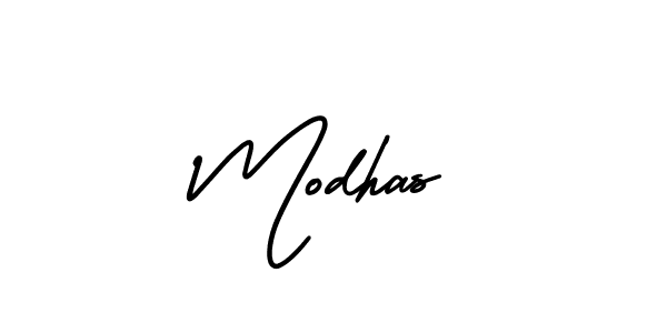 Create a beautiful signature design for name Modhas. With this signature (AmerikaSignatureDemo-Regular) fonts, you can make a handwritten signature for free. Modhas signature style 3 images and pictures png
