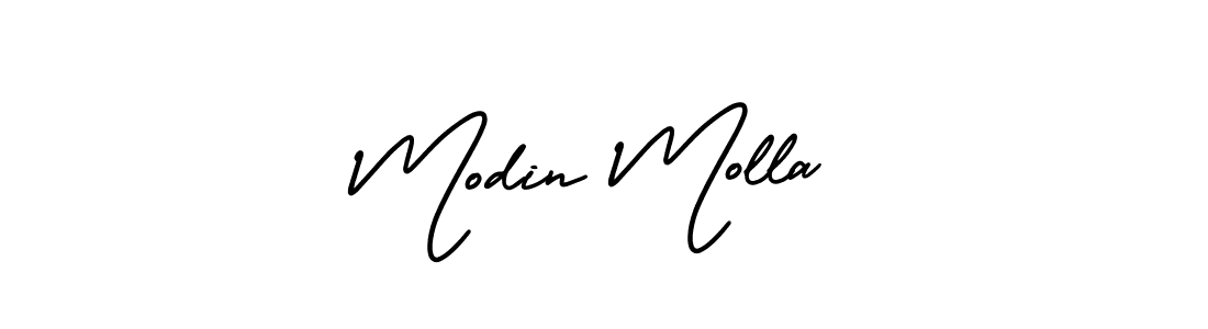 You should practise on your own different ways (AmerikaSignatureDemo-Regular) to write your name (Modin Molla) in signature. don't let someone else do it for you. Modin Molla signature style 3 images and pictures png
