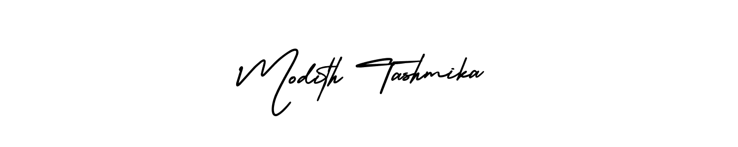 How to make Modith Tashmika signature? AmerikaSignatureDemo-Regular is a professional autograph style. Create handwritten signature for Modith Tashmika name. Modith Tashmika signature style 3 images and pictures png