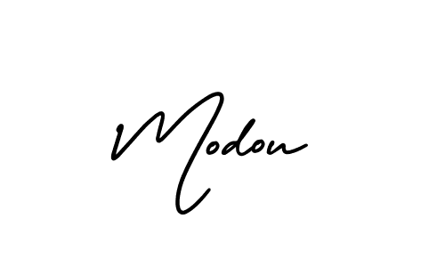 Use a signature maker to create a handwritten signature online. With this signature software, you can design (AmerikaSignatureDemo-Regular) your own signature for name Modou. Modou signature style 3 images and pictures png