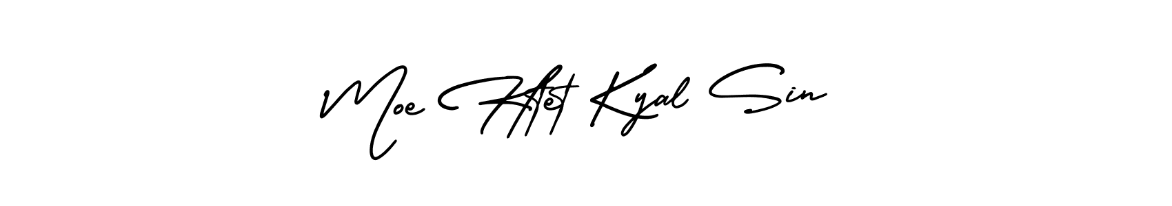 You should practise on your own different ways (AmerikaSignatureDemo-Regular) to write your name (Moe Htet Kyal Sin) in signature. don't let someone else do it for you. Moe Htet Kyal Sin signature style 3 images and pictures png