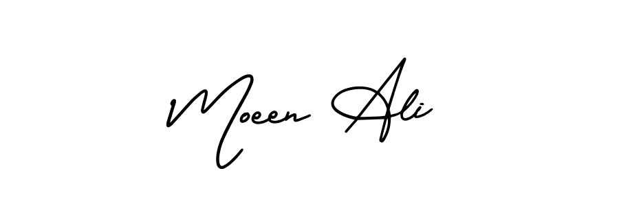 Create a beautiful signature design for name Moeen Ali. With this signature (AmerikaSignatureDemo-Regular) fonts, you can make a handwritten signature for free. Moeen Ali signature style 3 images and pictures png