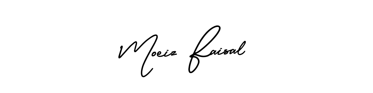 The best way (AmerikaSignatureDemo-Regular) to make a short signature is to pick only two or three words in your name. The name Moeiz Faisal include a total of six letters. For converting this name. Moeiz Faisal signature style 3 images and pictures png
