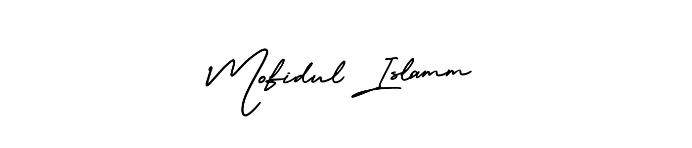 The best way (AmerikaSignatureDemo-Regular) to make a short signature is to pick only two or three words in your name. The name Mofidul Islamm include a total of six letters. For converting this name. Mofidul Islamm signature style 3 images and pictures png
