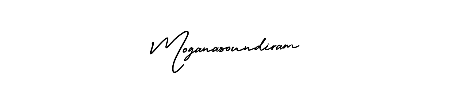 You should practise on your own different ways (AmerikaSignatureDemo-Regular) to write your name (Moganasoundiram) in signature. don't let someone else do it for you. Moganasoundiram signature style 3 images and pictures png