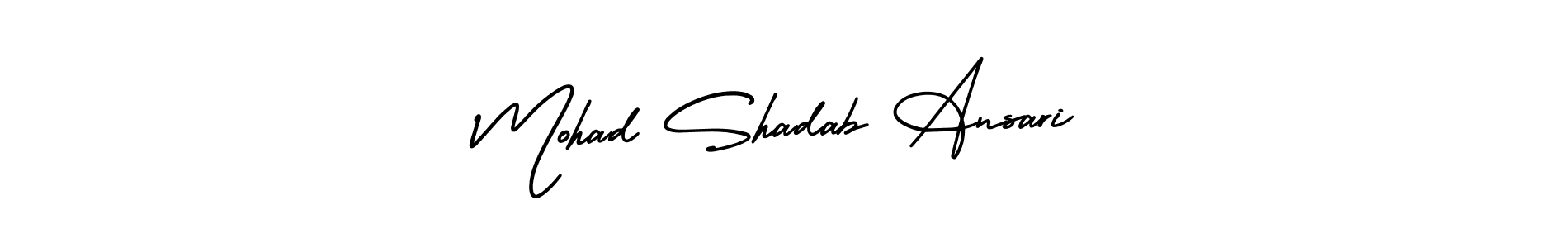You should practise on your own different ways (AmerikaSignatureDemo-Regular) to write your name (Mohad Shadab Ansari) in signature. don't let someone else do it for you. Mohad Shadab Ansari signature style 3 images and pictures png