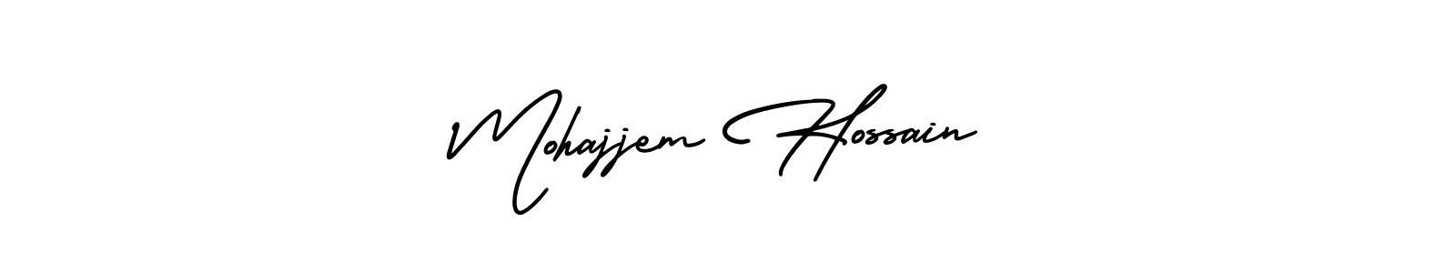 You should practise on your own different ways (AmerikaSignatureDemo-Regular) to write your name (Mohajjem Hossain) in signature. don't let someone else do it for you. Mohajjem Hossain signature style 3 images and pictures png