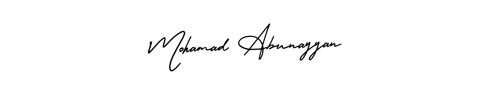 See photos of Mohamad Abunayyan official signature by Spectra . Check more albums & portfolios. Read reviews & check more about AmerikaSignatureDemo-Regular font. Mohamad Abunayyan signature style 3 images and pictures png