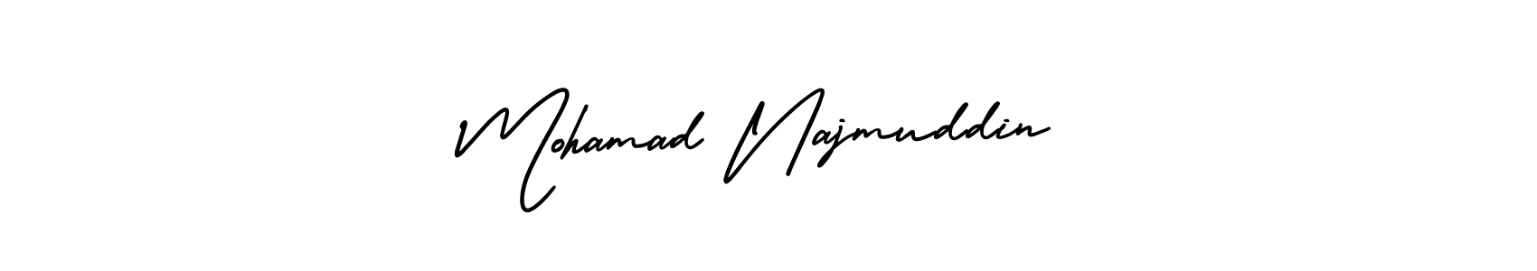 This is the best signature style for the Mohamad Najmuddin name. Also you like these signature font (AmerikaSignatureDemo-Regular). Mix name signature. Mohamad Najmuddin signature style 3 images and pictures png