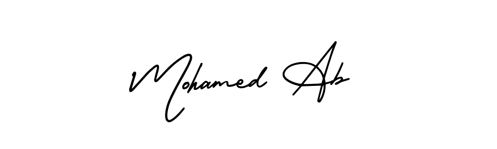 Use a signature maker to create a handwritten signature online. With this signature software, you can design (AmerikaSignatureDemo-Regular) your own signature for name Mohamed Ab. Mohamed Ab signature style 3 images and pictures png