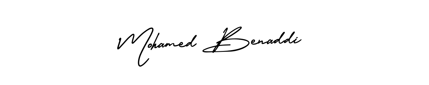 You should practise on your own different ways (AmerikaSignatureDemo-Regular) to write your name (Mohamed Benaddi) in signature. don't let someone else do it for you. Mohamed Benaddi signature style 3 images and pictures png