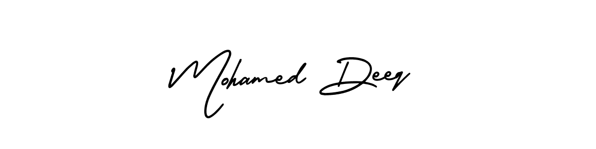 You should practise on your own different ways (AmerikaSignatureDemo-Regular) to write your name (Mohamed Deeq) in signature. don't let someone else do it for you. Mohamed Deeq signature style 3 images and pictures png