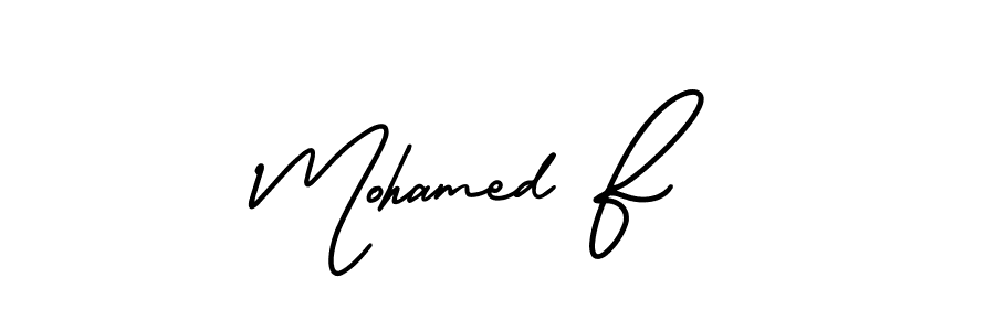 Use a signature maker to create a handwritten signature online. With this signature software, you can design (AmerikaSignatureDemo-Regular) your own signature for name Mohamed F. Mohamed F signature style 3 images and pictures png