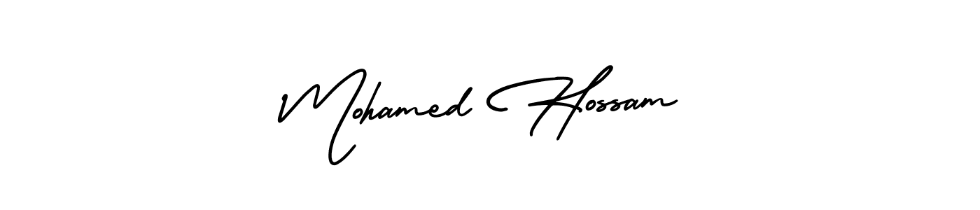 You should practise on your own different ways (AmerikaSignatureDemo-Regular) to write your name (Mohamed Hossam) in signature. don't let someone else do it for you. Mohamed Hossam signature style 3 images and pictures png