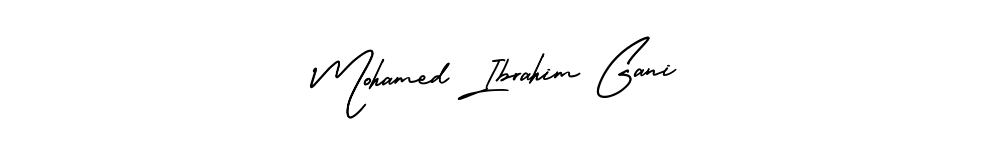 The best way (AmerikaSignatureDemo-Regular) to make a short signature is to pick only two or three words in your name. The name Mohamed Ibrahim Gani include a total of six letters. For converting this name. Mohamed Ibrahim Gani signature style 3 images and pictures png