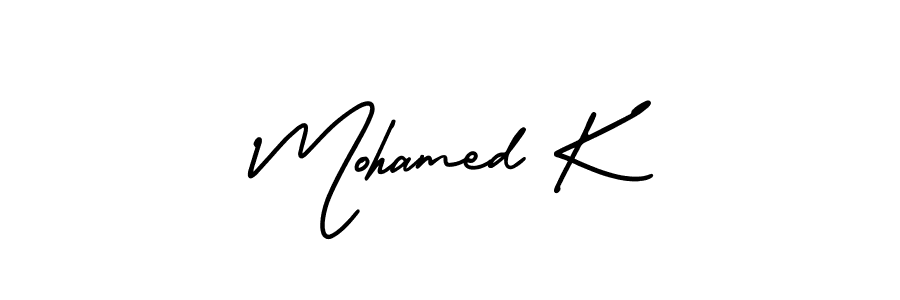 It looks lik you need a new signature style for name Mohamed K. Design unique handwritten (AmerikaSignatureDemo-Regular) signature with our free signature maker in just a few clicks. Mohamed K signature style 3 images and pictures png