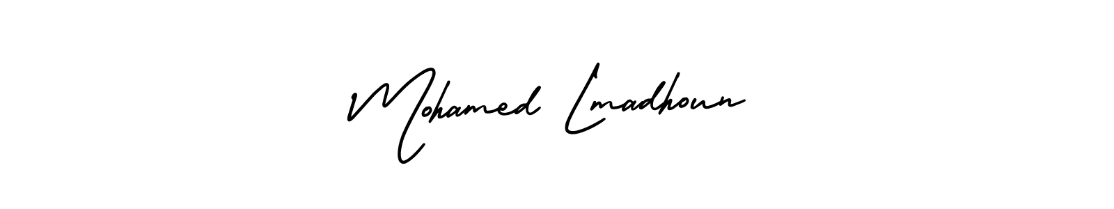 Also You can easily find your signature by using the search form. We will create Mohamed Lmadhoun name handwritten signature images for you free of cost using AmerikaSignatureDemo-Regular sign style. Mohamed Lmadhoun signature style 3 images and pictures png