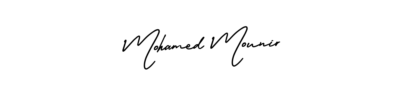 This is the best signature style for the Mohamed Mounir name. Also you like these signature font (AmerikaSignatureDemo-Regular). Mix name signature. Mohamed Mounir signature style 3 images and pictures png