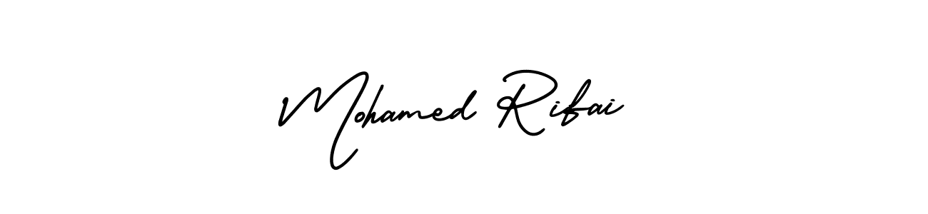 You should practise on your own different ways (AmerikaSignatureDemo-Regular) to write your name (Mohamed Rifai) in signature. don't let someone else do it for you. Mohamed Rifai signature style 3 images and pictures png