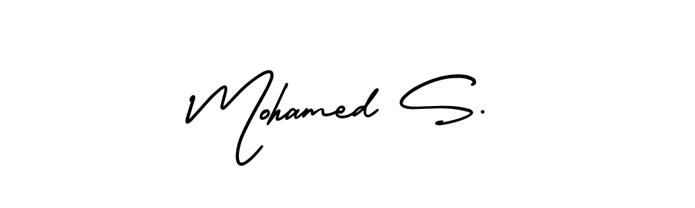 This is the best signature style for the Mohamed S. name. Also you like these signature font (AmerikaSignatureDemo-Regular). Mix name signature. Mohamed S. signature style 3 images and pictures png