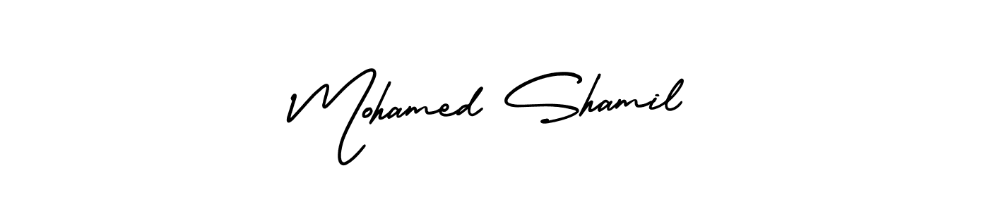 How to Draw Mohamed Shamil signature style? AmerikaSignatureDemo-Regular is a latest design signature styles for name Mohamed Shamil. Mohamed Shamil signature style 3 images and pictures png