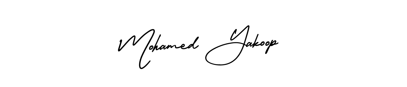 You should practise on your own different ways (AmerikaSignatureDemo-Regular) to write your name (Mohamed Yakoop) in signature. don't let someone else do it for you. Mohamed Yakoop signature style 3 images and pictures png