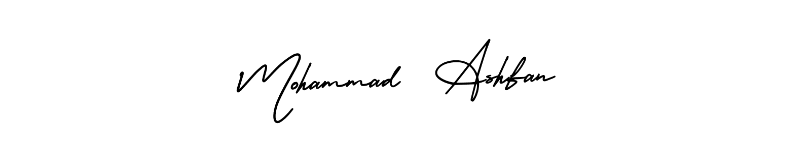 This is the best signature style for the Mohammad  Ashfan name. Also you like these signature font (AmerikaSignatureDemo-Regular). Mix name signature. Mohammad  Ashfan signature style 3 images and pictures png