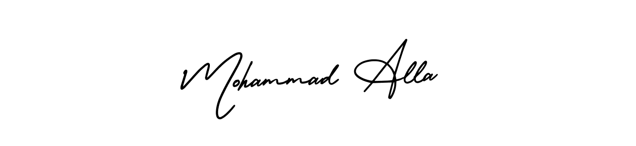 The best way (AmerikaSignatureDemo-Regular) to make a short signature is to pick only two or three words in your name. The name Mohammad Alla include a total of six letters. For converting this name. Mohammad Alla signature style 3 images and pictures png