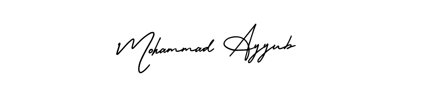 You should practise on your own different ways (AmerikaSignatureDemo-Regular) to write your name (Mohammad Ayyub) in signature. don't let someone else do it for you. Mohammad Ayyub signature style 3 images and pictures png