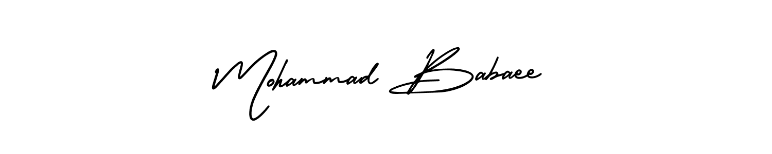 The best way (AmerikaSignatureDemo-Regular) to make a short signature is to pick only two or three words in your name. The name Mohammad Babaee include a total of six letters. For converting this name. Mohammad Babaee signature style 3 images and pictures png