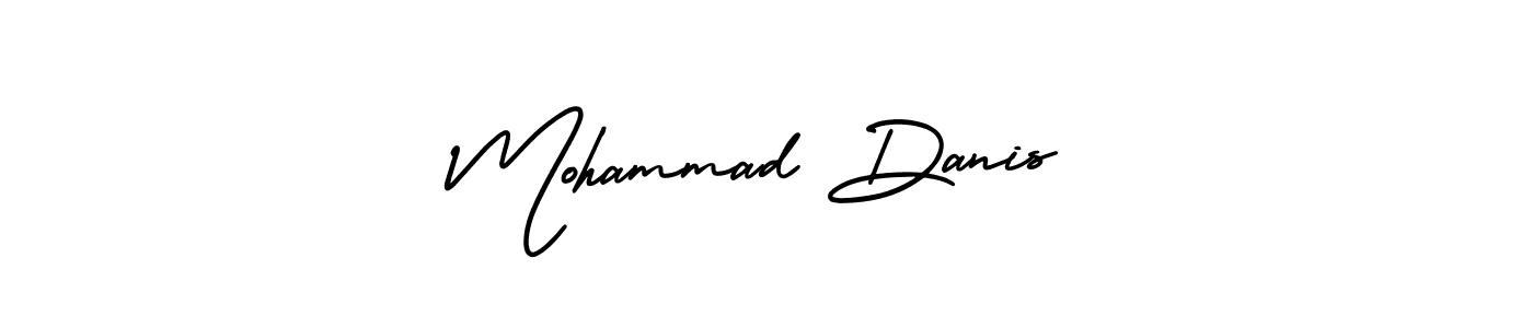 You should practise on your own different ways (AmerikaSignatureDemo-Regular) to write your name (Mohammad Danis) in signature. don't let someone else do it for you. Mohammad Danis signature style 3 images and pictures png