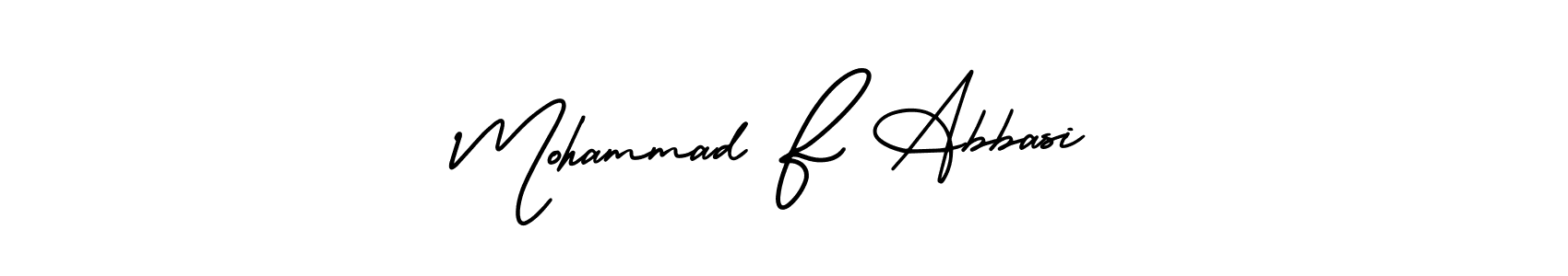 The best way (AmerikaSignatureDemo-Regular) to make a short signature is to pick only two or three words in your name. The name Mohammad F Abbasi include a total of six letters. For converting this name. Mohammad F Abbasi signature style 3 images and pictures png
