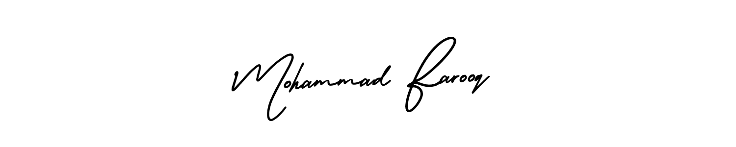 You should practise on your own different ways (AmerikaSignatureDemo-Regular) to write your name (Mohammad Farooq) in signature. don't let someone else do it for you. Mohammad Farooq signature style 3 images and pictures png