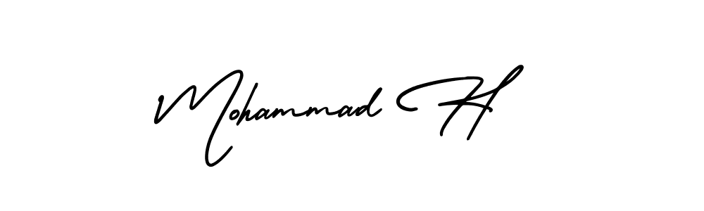 You should practise on your own different ways (AmerikaSignatureDemo-Regular) to write your name (Mohammad H) in signature. don't let someone else do it for you. Mohammad H signature style 3 images and pictures png