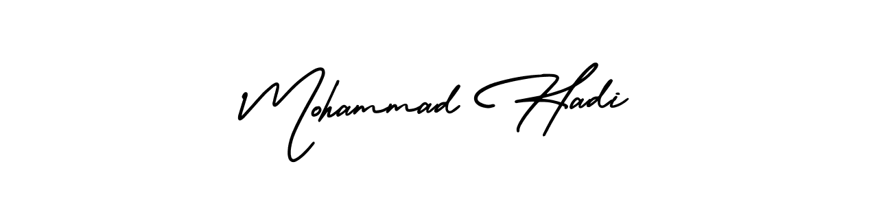 This is the best signature style for the Mohammad Hadi name. Also you like these signature font (AmerikaSignatureDemo-Regular). Mix name signature. Mohammad Hadi signature style 3 images and pictures png