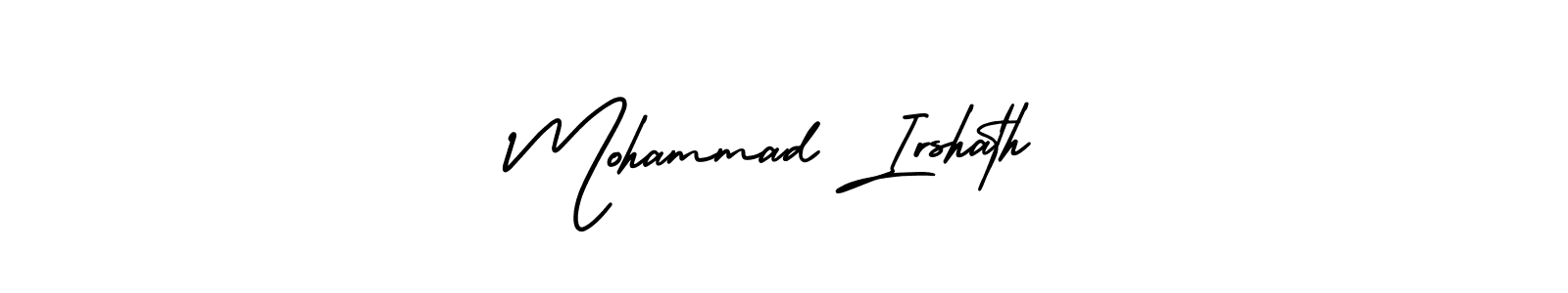 The best way (AmerikaSignatureDemo-Regular) to make a short signature is to pick only two or three words in your name. The name Mohammad Irshath include a total of six letters. For converting this name. Mohammad Irshath signature style 3 images and pictures png