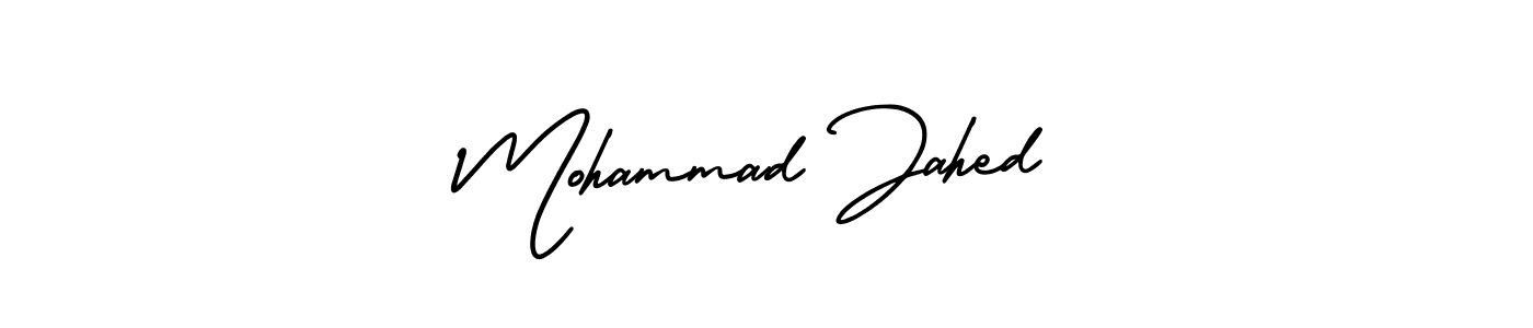 The best way (AmerikaSignatureDemo-Regular) to make a short signature is to pick only two or three words in your name. The name Mohammad Jahed include a total of six letters. For converting this name. Mohammad Jahed signature style 3 images and pictures png