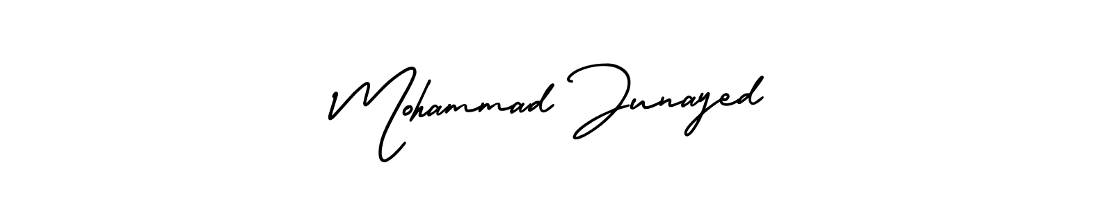The best way (AmerikaSignatureDemo-Regular) to make a short signature is to pick only two or three words in your name. The name Mohammad Junayed include a total of six letters. For converting this name. Mohammad Junayed signature style 3 images and pictures png