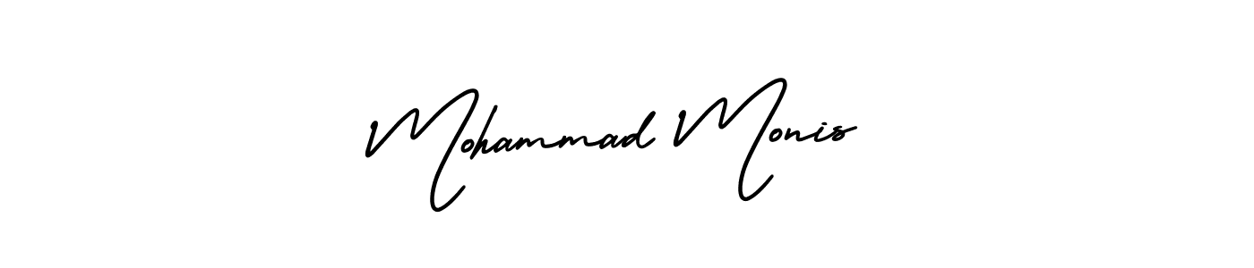 This is the best signature style for the Mohammad Monis name. Also you like these signature font (AmerikaSignatureDemo-Regular). Mix name signature. Mohammad Monis signature style 3 images and pictures png