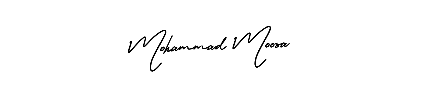 This is the best signature style for the Mohammad Moosa name. Also you like these signature font (AmerikaSignatureDemo-Regular). Mix name signature. Mohammad Moosa signature style 3 images and pictures png