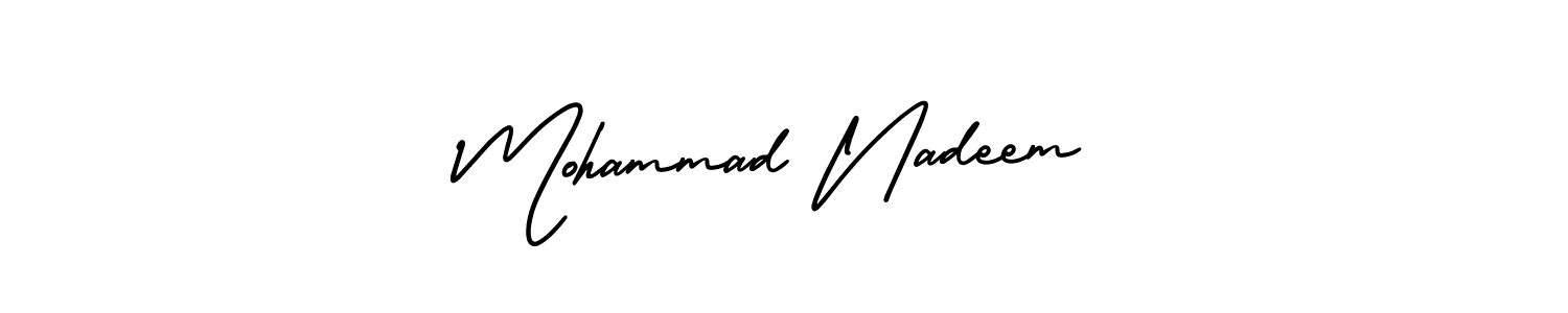 The best way (AmerikaSignatureDemo-Regular) to make a short signature is to pick only two or three words in your name. The name Mohammad Nadeem include a total of six letters. For converting this name. Mohammad Nadeem signature style 3 images and pictures png