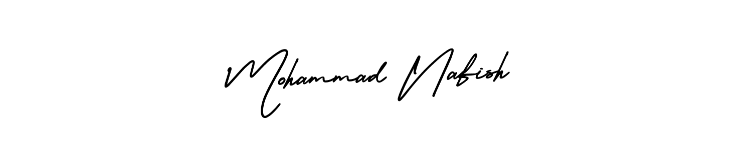 The best way (AmerikaSignatureDemo-Regular) to make a short signature is to pick only two or three words in your name. The name Mohammad Nafish include a total of six letters. For converting this name. Mohammad Nafish signature style 3 images and pictures png